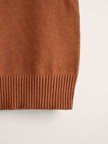 SHEIN Toddler Girls Solid Sweater Vest - Brown - View 4