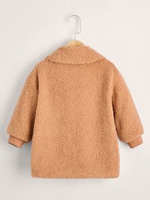 SHEIN 小男童口袋貼布絨毛外套