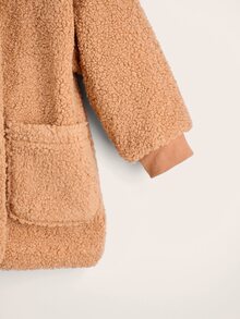 SHEIN 小男童口袋貼布絨毛外套