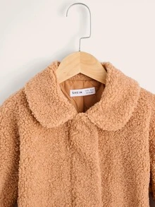 SHEIN 小男童口袋貼布絨毛外套