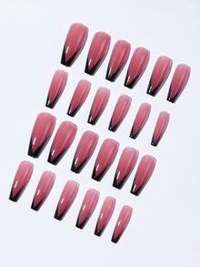 24入組法式假指甲和1張織帶和1入組指甲銼 - 紅色 - 查看 2