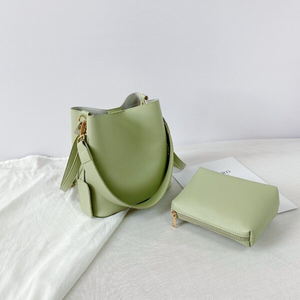 

Minimalist Bucket Bag With Inner Pouch, Green