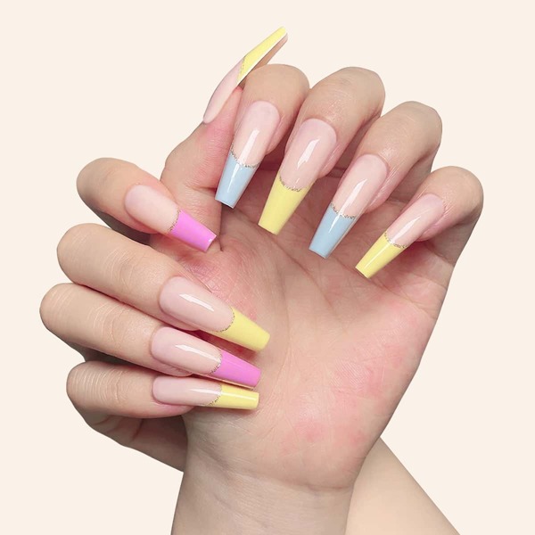 

24pcs Colorblock Fake Nail & 1pc Nail File & 1pc Tape, Dusty pink