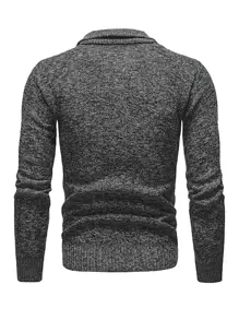 Manfinity Homme Men Marled Knit Quarter Zipper Jumper - Dark Grey - View 2