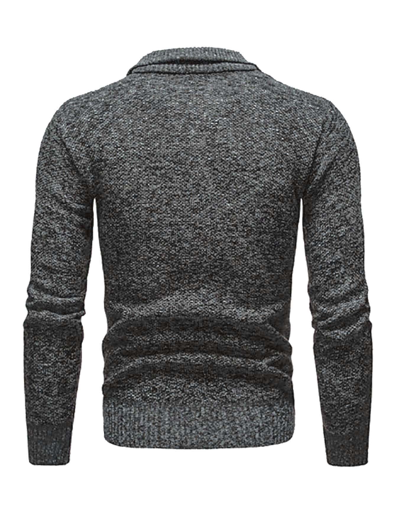 Manfinity Homme Men Marled Knit Quarter Zipper Jumper - Dark Grey - View 2