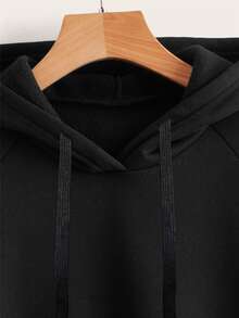 Solid Kangaroo Pocket Hoodie - Black - View 3