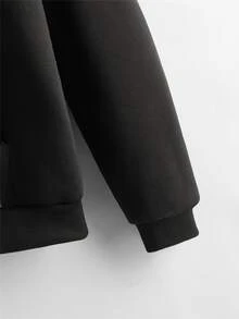 Solid Kangaroo Pocket Hoodie - Black - View 4