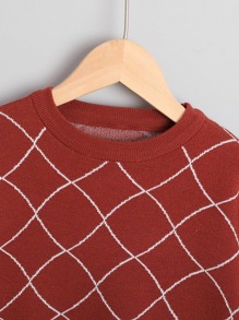 Chico joven Jersey con patrón de hombros caídos - Café integral - Ver 3