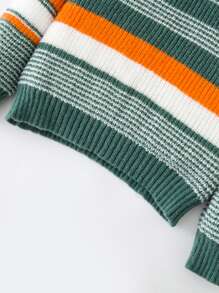 Girls Striped Pattern Colourblock Jumper - Multicolor - View 3