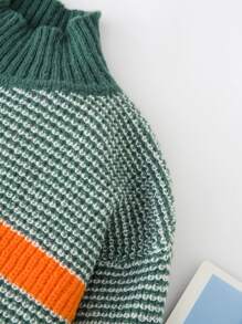 Girls Striped Pattern Colourblock Jumper - Multicolor - View 5