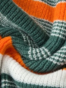 Girls Striped Pattern Colourblock Jumper - Multicolor - View 6