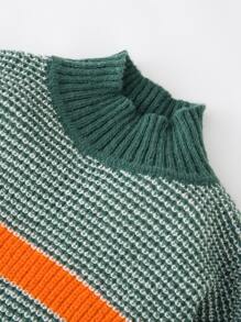 Girls Striped Pattern Colourblock Jumper - Multicolor - View 7