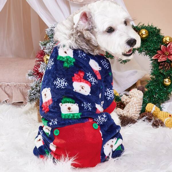 

Christmas Santa Print Pet Jumpsuit, Multicolor