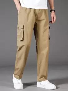 Manfinity Men Flap Pocket Cargo Trousers - Khaki - View 1