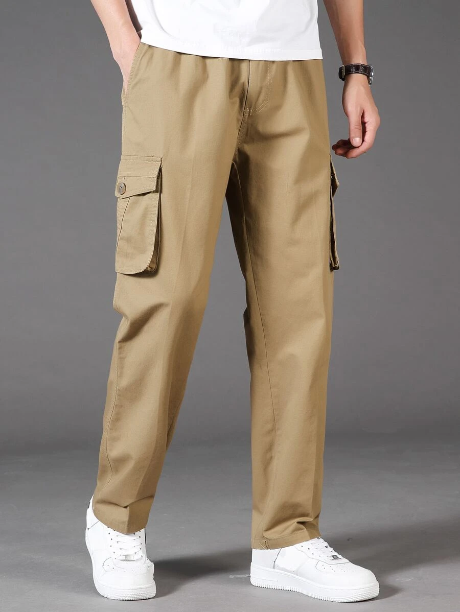 Manfinity Men Flap Pocket Cargo Trousers - Khaki - View 1