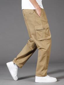 Manfinity Men Flap Pocket Cargo Trousers - Khaki - View 4