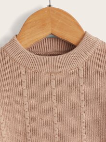 嬰兒麻花編織套頭毛衣 - 卡其色 - 查看 3