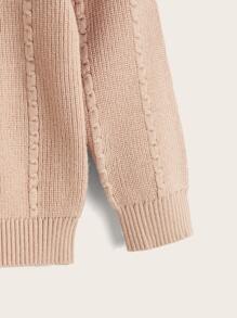 嬰兒麻花編織套頭毛衣 - 卡其色 - 查看 4