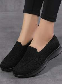 Fall/Winter Women's Minimalist Knit Detail Slip-On Sneakers , Soft & Comfortable Sneakers
