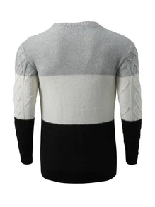 Manfinity 男士麻花編織拼色套頭毛衣