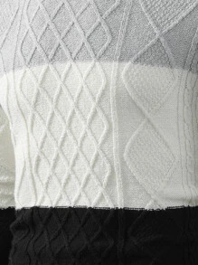 Manfinity 男士麻花編織拼色套頭毛衣