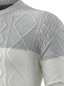 Manfinity 男士麻花編織拼色套頭毛衣