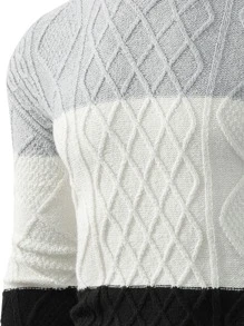 Manfinity 男士麻花編織拼色套頭毛衣