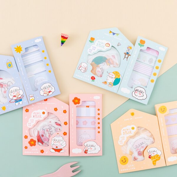 

1set Cartoon Graphic Random Sticker & Sticky Note, Multicolor