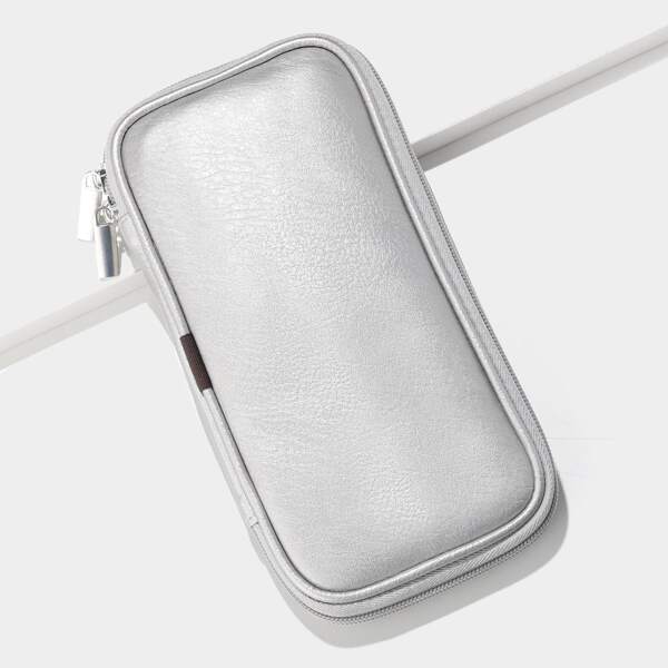 

Plain Makeup Brush Storage Bag, Silver