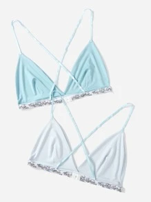 2 paquetes Sujetador triangular de talla grande con cinta con letras - Multicolor - Ver 2