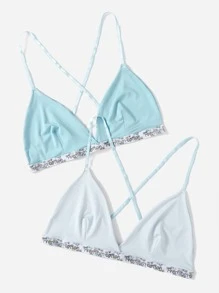 2 paquetes Sujetador triangular de talla grande con cinta con letras - Multicolor - Ver 3