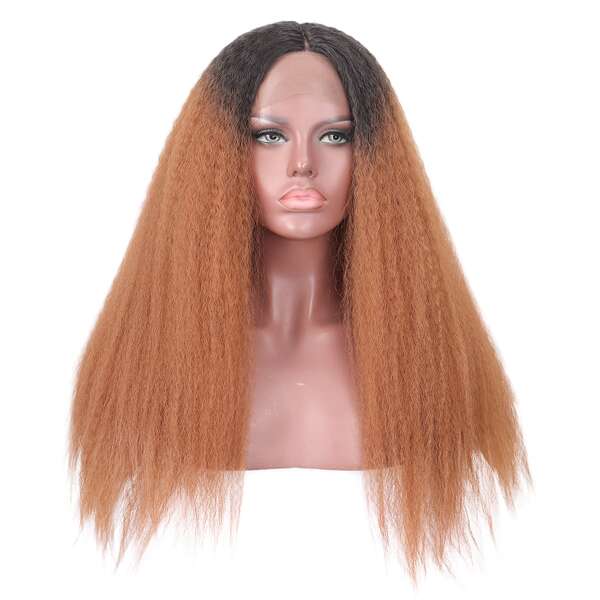 

13*2 Lace Front Long Curly Synthetic Wig, Ombre
