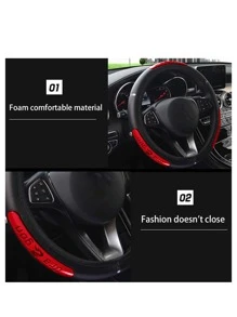 MEIKAXIU 1 chiếc Bọc vô lăng xe hơi bằng kim loại đàn hồi phong cách rồng bằng da xốp, phù hợp cho mọi mùa - Đỏ - Xem 4