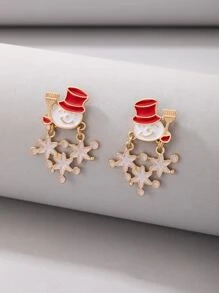 Christmas Snowman Drop Earrings - Multicolor - View 1