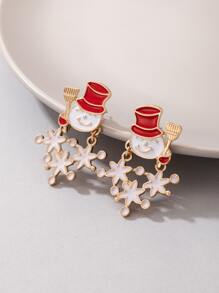 Christmas Snowman Drop Earrings - Multicolor - View 2