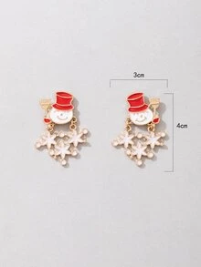 Christmas Snowman Drop Earrings - Multicolor - View 3