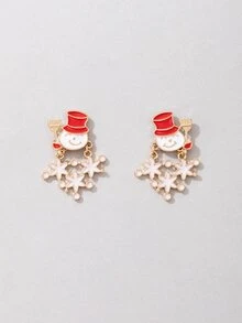 Christmas Snowman Drop Earrings - Multicolor - View 5