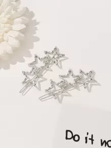 2pcs Star Decor Hair Clip Streety2k,Hair Accessories,Hair Barrettes Hair Clips Claw Clips Hair Claws - Silver - View 2