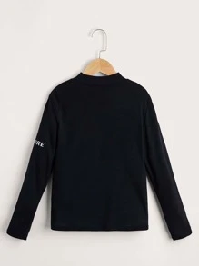 SHEIN Tween Boy Letter Graphic Tee - Black - View 2