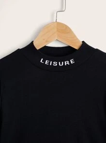 SHEIN Tween Boy Letter Graphic Tee - Black - View 3