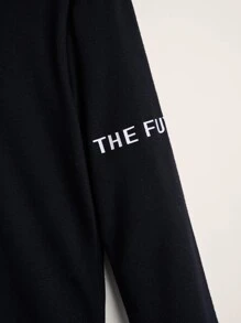 SHEIN Tween Boy Letter Graphic Tee - Black - View 4