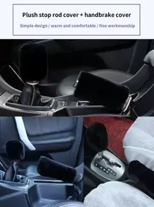 2pcs Fluffy Handbrake & Gear Shift Cover - Black - View 5