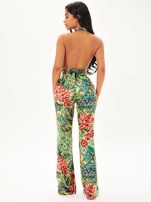 SHEIN SXY Áo liền quần nữ Hội Chữ thập Buộc lại Hoa Hình học Gợi cảm - Nhiều màu - Xem 2