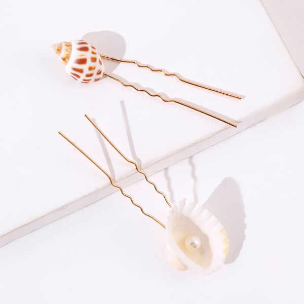 

2pcs Conch Decor Hair Pin, Multicolor