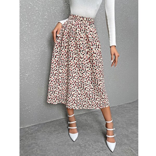 

Allover Print High Waist Skirt, Multicolor