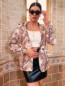 Geo & Paisley Print Blazer - Multicolor - View 5