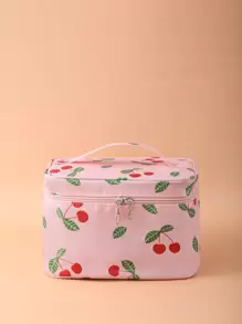 Cherry Print Square Makeup Bag , Travel Essentials - Multicolor - View 1
