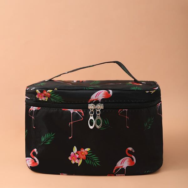 

Flamingo Print Square Makeup Bag, Multicolor