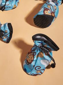 4pcs Monkey Print Pet Rain Shoes - Multicolor - View 3