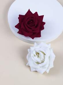 2pcs Flower Decor Hair Clip Valentine's Day Accessories - Multicolor - View 2